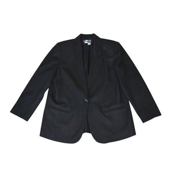 Sag Harbor Single Breast Black Blazer 100% Wool Women Size 14 Petite Suit Jacket - Picture 10 of 10